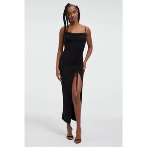 Good American Slinky Jersey Midi Dress Sleeveless Black Size S/1 NWT